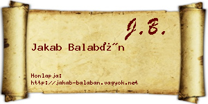 Jakab Balabán névjegykártya